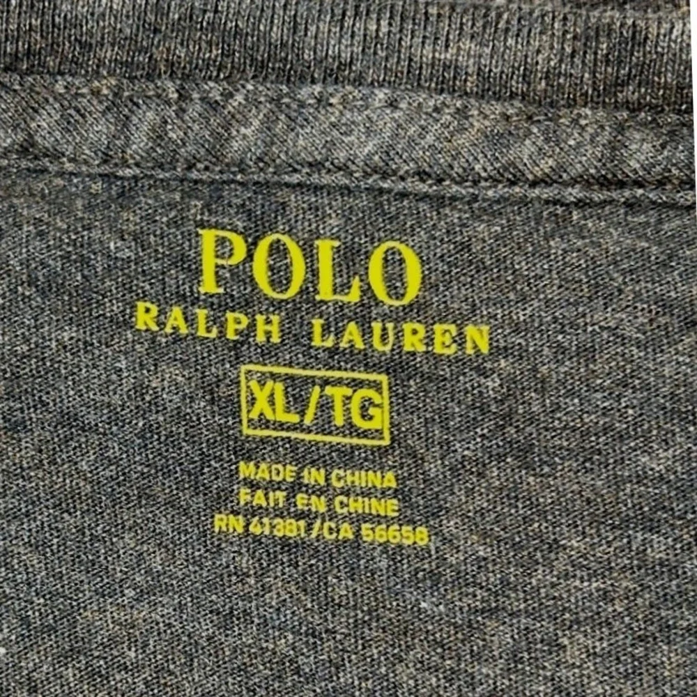 Polo Ralph Lauren T-Shirt Large Mens Charcoal Gray Heather Red Pony Logo Cotton